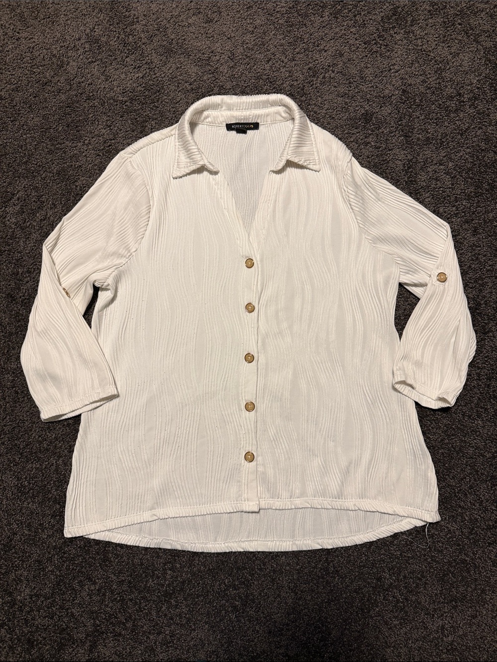 Robert Louis White Button-Front Textured Women's Shirt